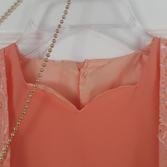 Girl' Peach Long Sleeve Lace Dress - Picture 7 of 10